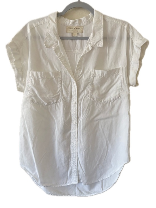 cloth & stone Tops - Cloth & Stone White Relaxed Short-Sleeve Button-Down 100% Tencel Top